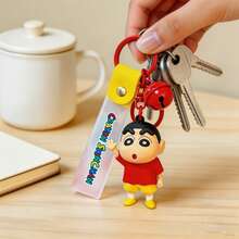 MINISO 3D PVC Crayon Shinchan Keychain With Colorful Beads And Cartoon Figure, Fun And Durable Bag Or Car Accessory, Cute Collectible Decoration For Home Or Office, Multiple Styles Available - Green - View 3
