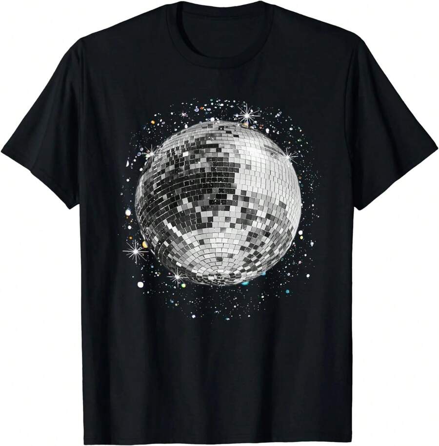 Camiseta Retro de Discoteca en Blanco y Negro - Negro - Ver 1