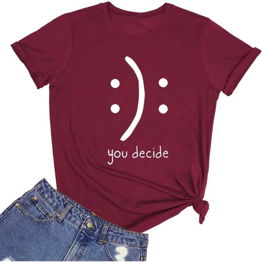 Camiseta de Mujer BLACKMYTH de Algodón con Diseño Divertido, Camiseta Casual de Manga Corta - Burdeos - Ver 1