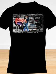 Camiseta Bud and  Urban Cowboy - Estampado de estilo western, con elementos de Bud y , cuello redondo, estilo casual, adecuada para eventos temáticos y uso diario, ropa lavable a máquina, camiseta de hombre, camisa de hombre, álbum del mundial 2026 - Negro - Ver 1