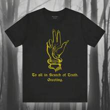 En busca de la verdad, camiseta ocultista vintage, camiseta de brujería,ágica, espeluznante, de brujería, magia negra, camiseta gótica, camiseta unisex de manga corta - Negro - Ver 1