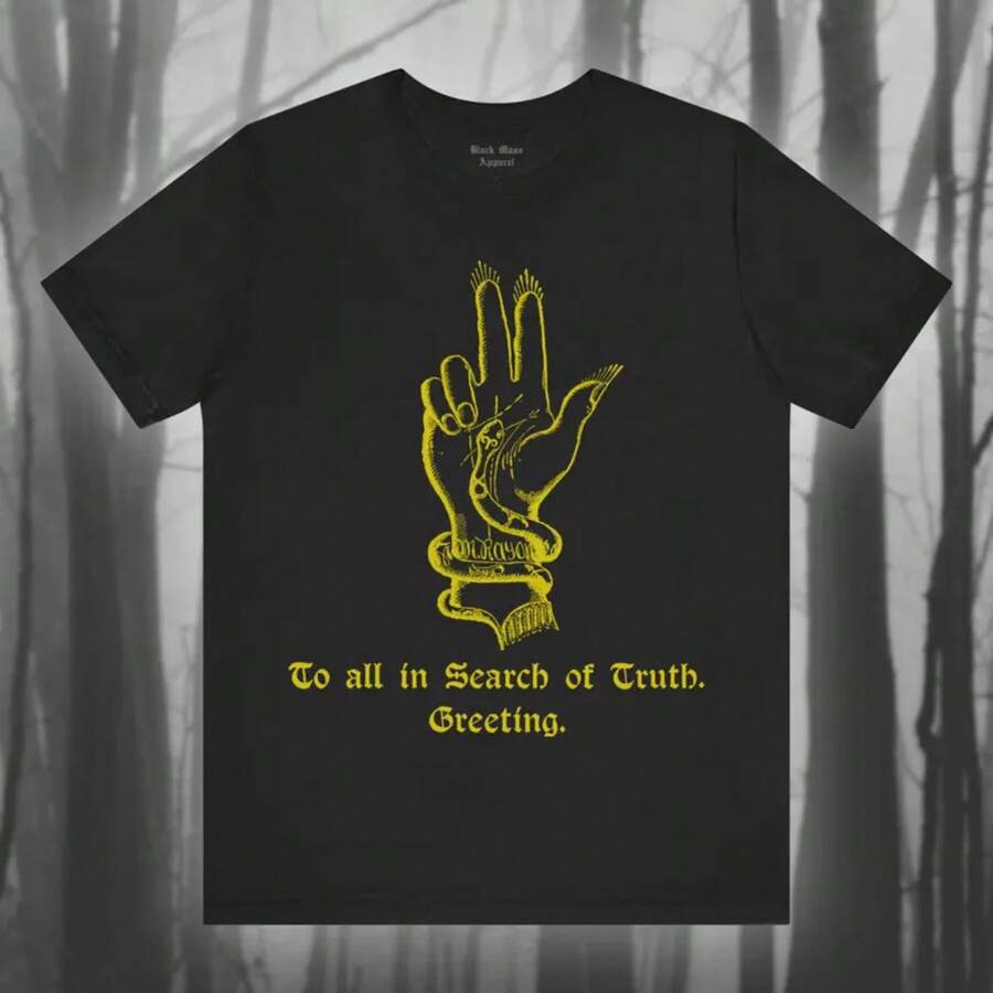 En busca de la verdad, camiseta ocultista vintage, camiseta de brujería,ágica, espeluznante, de brujería, magia negra, camiseta gótica, camiseta unisex de manga corta - Negro - Ver 1