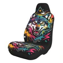 1pc Creative Colorful Wolf Head Print Car Seat Cover, Breathable Mesh Fabric, Soft & Comfortable, Suitable For Summer, Decorative Car Interior Accessory, Unisex Car Seat Cover, Fit For Sedan, SUV And Van - Multicolor - View 8