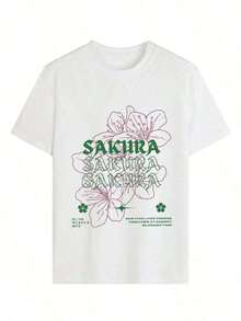 No es un conjunto, los pantalones son solo para referencia de combinación. Camiseta de manga corta con cuello redondo y estampado para mujer. Perfecto para citas, desplazamientos diarios y salidas informales. Diseño clásico minimalista de cuello redondo, fácil de combinar y adecuado para todas las formas corporales. - Blanco - Ver 2