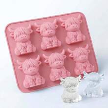 6er Set Mini Highland Kuh Silikon Eiswürfelformen, süße 3D Tier Eisform für Whiskey, Cocktails, Getränke, Desserts, Partyzubehör und Geschenke - Verschiedenfarbig - Übersicht 10