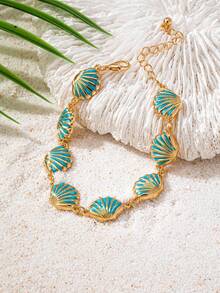 1pc Fashionable Delicate Personalized Design Beachy Shell Bracelet, Versatile Daily Wear For Women - Blue - View 5