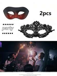 1/2 Sets Lace Venetian Masquerade Masks, Suitable For Couples, Perfect For Parties, Elegant Gatherings, Friends Meetups, Halloween, Carnival, Valentine's Day And Other Occasions To Keep The Mystery - Multicolor - View 16
