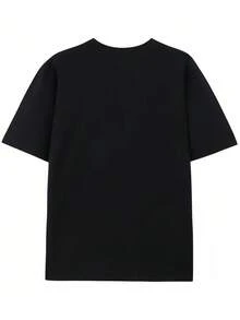 Camiseta de manga corta con estampado de patineta, moderna y a la moda, para adolescentes y estudiantes, top casual de verano con un diseño vibrante, cómoda y transpirable, una excelente opción para vestirse. - Negro - Ver 2