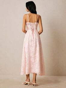Women's Dress With Spaghetti Straps, Pleated Bust, And Solid Color - 軍綠色 - 查看 3