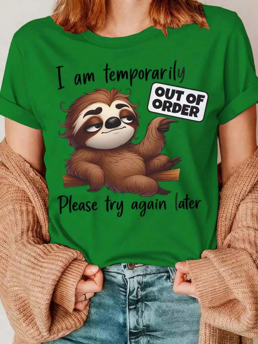 Plus Size Women's Casual And Fashionable Printed T-Shirt, Available In Sizes 0-8XL, A Base Layer For Everyday Wear, Suitable For All Seasons, Casual Wear, Short-Sleeved Crew Neck T-Shirt Available In Various Colors, Plus Size Women's T-Shirt, A Great Gift - 綠色的 - 查看 1
