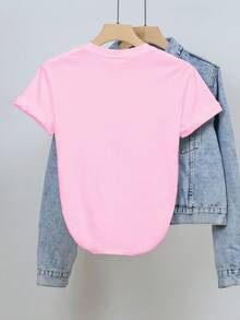 Women's "Wait Until Your Opinion Is As Firm As A Meatball Before You Tell Me" T-Shirt With Spanish Print,  Lettering Clothing, Short-Sleeved Crew Neck Chunky Knit T-Shirt For Women, Fashion, Excellent Gift Item - 粉色 - 查看 2