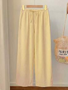 Pantalones a rayas rosas para mujer, vacaciones de verano - Amarillo - Ver 5