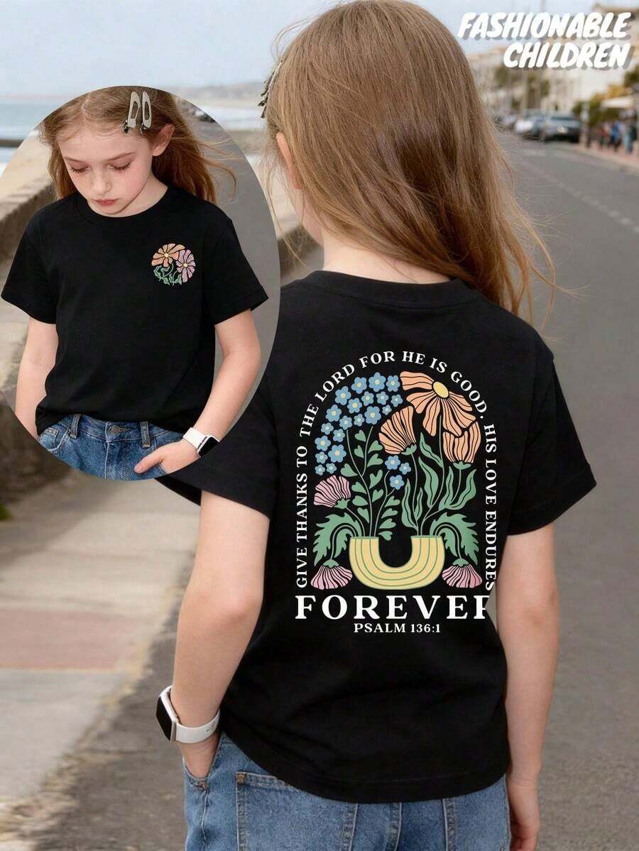 "Life Gave Me Some Lemons, But My Jesus Is Making Lemonade" Double-Sided Printed T-Shirt, Machine Washable, 100% Cotton, For Boys And Girls, Teen Clothing, Perfect Summer Gift, Casual Style For Outdoor Sports, Comfortable And Breathable, Skin Friendly, Fashionable And Versatile, Short-Sleeved Crew Neck T-Shirt That Kids Can Wear On Their Own. - 黑色 - 查看 1