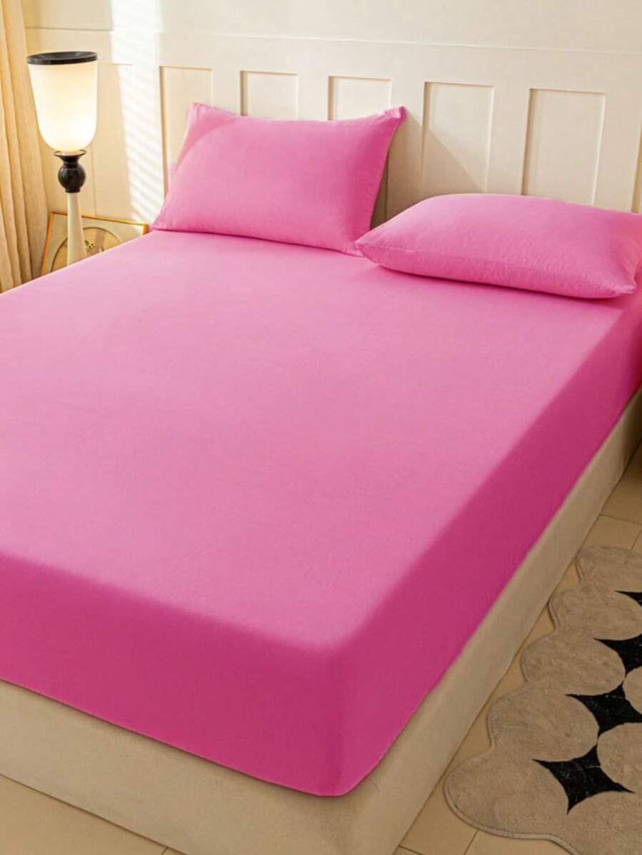 Camel Brushed Soft & Comfortable 3 PiecesBed Sheet Set - Hot Pink - View 1