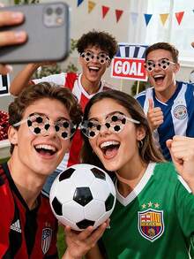 1/2pcs Football Match Headband Set, Football Headband Cheering Prop With Football Glasses Accessory, Sports Headwear For Match Day, Fan Club, Sports Enthusiast, 2026 Gala Night Team Member Party Gift, Photo Prop, Party Supplies - Multicolor - View 2