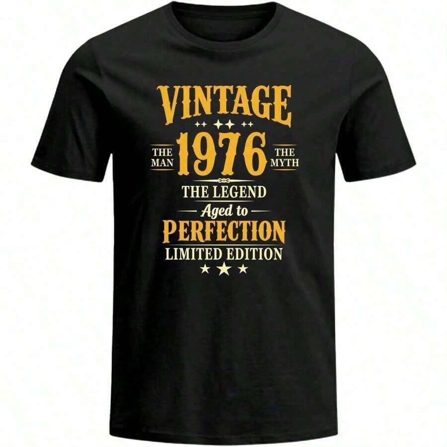 Cultura Maya 100% Algodón, Regalos Y2K para Mamá, Regalo de Cumpleaños 50º 60º para Mujer, Camiseta Vintage 1976 1966, Camiseta para Fiesta de Cumpleaños, Camisetas Gráficas de Manga Corta, Conjuntos Vintage, Ropa de Mujer Vintage, Camiseta Y2K de Algodón - Negro 4 - Ver 1