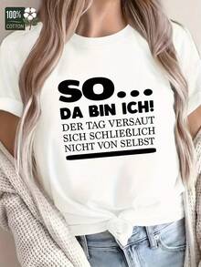 Camiseta de algodón puro para mujer de ajuste cómodo con diseño divertido alemán, blusa casual para mujer. - Blanco - Ver 7