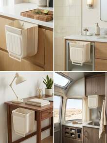 3/1 buah Tempat Sampah Dapur, Tempat Sampah Lipat yang Dipasang di Dinding, Keranjang Sampah Kamar Mandi, Dekorasi Rumah, Hadiah Paskah, Hadiah Rumah, Dekorasi Ruangan - MultiWarna - View 3