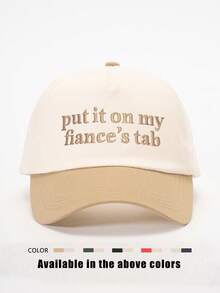 1件戶外刺繡雙排「Put It On My Fiance's Tab」拼色棒球帽，可調節防曬休閒帽，適合春秋旅行，時尚百搭遮陽帽，Y2K風格青年男士帽 - 棒球帽 - 查看 16