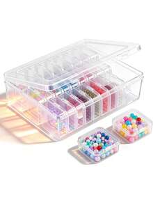 40/24/14pcs Small Boxes + 1pc Large Box - Plastic Storage Boxes, Containing Multiple Small Containers, Suitable For Storing Jewelry, Beads And Accessories. Rectangular Design, Made Of Durable Plastic Material, Convenient For Jewelry Organization. - Multicolor - View 2