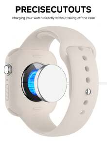 二合一运动硅胶表带和表壳，兼容 40mm、41mm、42mm、44mm、45mm、46mm 和 49mm 尺寸。柔软舒适的铆钉硅胶表带和灵活的开放式保护壳，兼容 Ultra/11/10/9/8/7/6/5/4/SE 型号。男女通用智能手表表带和表壳套装 - 矽膠錶帶+錶殼-星光色 - 查看 9