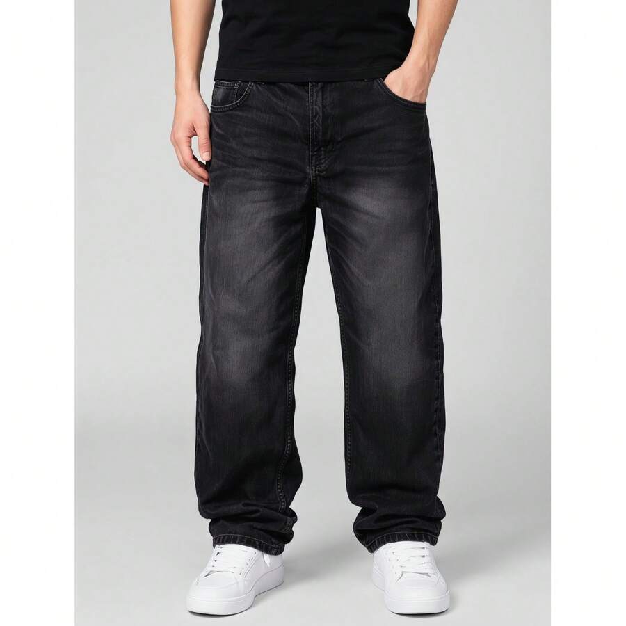 Premium Black Balloon Pants | Exclusive Visionaries Streetwear Baggy Jeans - Black - View 1