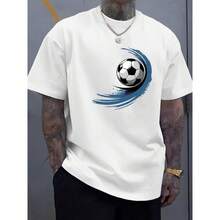 Camiseta de Verano Casual para Hombre, Tallas Europeas, Cuello Redondo, con Estampado de Clubes de Fútbol Mundiales |   Tela suave, cuello acanalado - Blanco - Ver 10