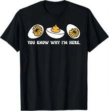 Ya sabes por qué estoy aquí, camiseta retro de cena de Acción de Gracias con diseño de huevo relleno. - Negro - Ver 1