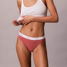 Calvin Klein Calvinklein Cotton Stretch Rib Thong Underwear  Women  Panties QD5357 - Dusty Cedar - 查看 3