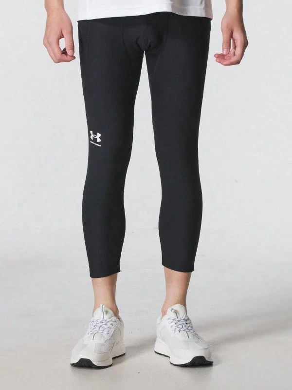 Under Armour UA HeatGear 高彈透氣男子跑步訓練七分褲緊身褲 - 黑色 - 查看 1