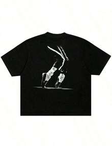 Camiseta gráfica vintage para mujeres, movimiento de baile, rey del pop, camiseta gráfica de Jackson de los 80s R&B – Y2K, camisetas retro de gran tamaño, ropa de calle de algodón con cuello redondo para el verano, para fans de la música pop, cultura R&B, camisetas para mujeres y hombres - Negro - Ver 5