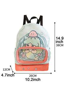 1 Set Beach Swimming Backpack, Cartoon Pool Bag With Transparent Pocket, Wet & Dry Separation, Cute Unicorn & Crocodile Pattern Beach Bag, Suitable For Boys And Girls - Multicolor - View 13