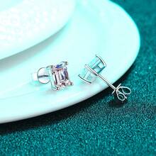 Women Stud Earrings - 2 Carats + 2 Carats (emerald Cut) - View 3