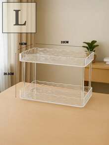 1pc Light Luxury Transparent Water Ripple Double Layer Storage Rack, Desktop Cosmetic Organizer, Bathroom Vanity Organizer, Large Capacity Skincare And Perfume Storage Tray - Clear - View 6