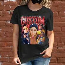 Your T-Shirt With Personalized Text, Custom Your Own Bootleg Shirts, Custom Bootleg Rap Tee, Birthday Gift - 酒紅色 - 查看 3