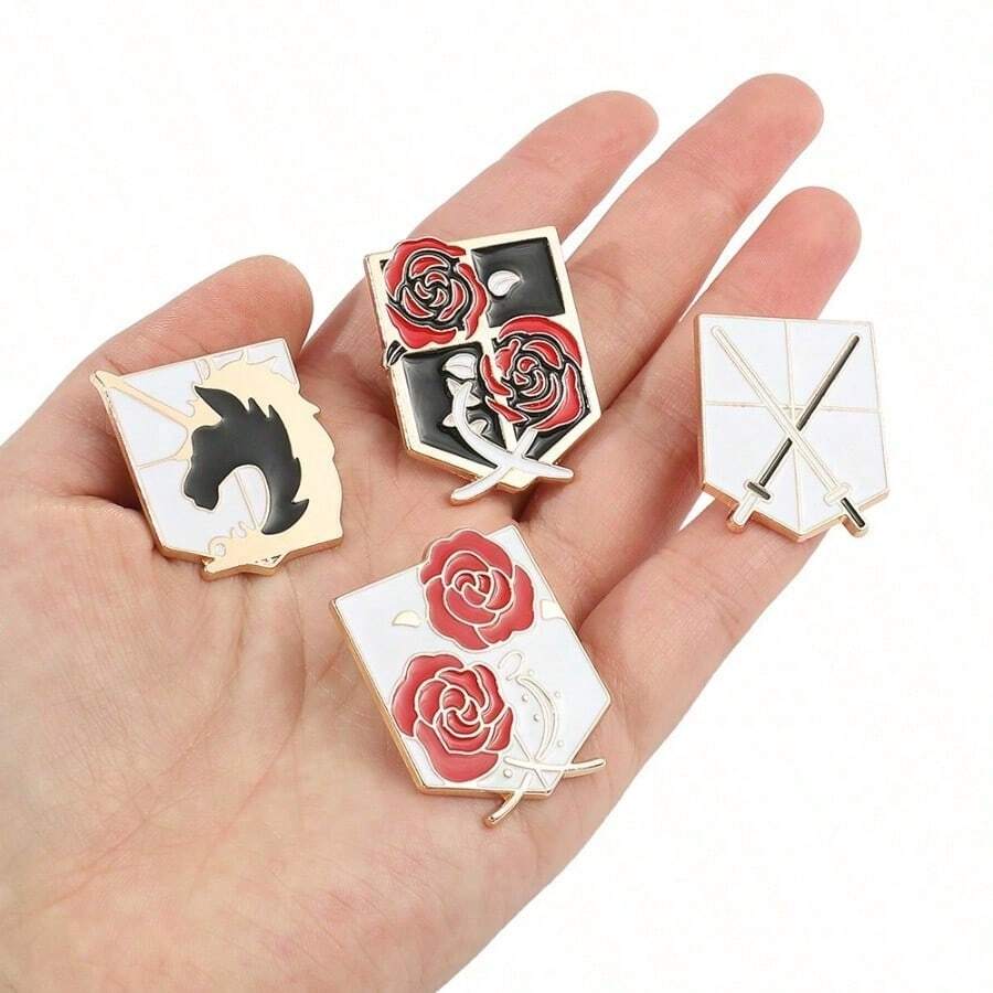 1枚胸针，守护玫瑰，强化独角兽，征服之剑，电镀合金徽章，动漫游戏周边，包包/服装配饰，胸针