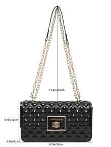 2026 Luxury Quilted Solid Color PU Special Lock Women's Shoulder Bag, Multifunctional Clutch, Suitable For Daily Outings, Work, Parties, Dates And More, Also Perfect As A Gift - Black - View 5