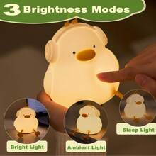 Luz nocturna decorativa de pato lindo recargable por USB, temperatura de color y brillo ajustables, temporizador de apagado automático de 30 minutos, adecuada para dormitorio, oficina, decoración de varias habitaciones y regalos festivos - Blanco - Ver 5