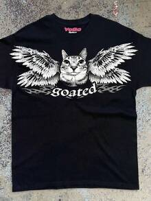 Y2K Grunge Kitten Shirt, Cybersigilism Cat Meme, 100% Cottonblusas para mujer playeras de mujer vestidos casuales para mujer y2k playeras deportivas para mujer verano camisetas ropa de mujer Fashion Perfect For Daily - Negro - Ver 1