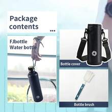 Botella Termo de acero inoxidable FEIJIAN, termo deportivo de 1000ml, botella de agua con aislamiento al vacío, a prueba de fugas, sin BPA - Negro - Ver 7