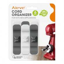 Aieve - Organizador de cables para electrodomésticos paquete de 6 organizadores de cables para electrodomésticos soporte de cables para envoltura mezcladores cafetera olla de presión licuadora - gris oscuro  blanco - Ver 2