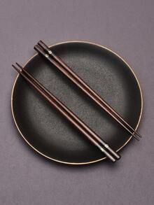5双/套花图案木筷子，日式家居餐具，学校用品 - 棕色 - 查看 9