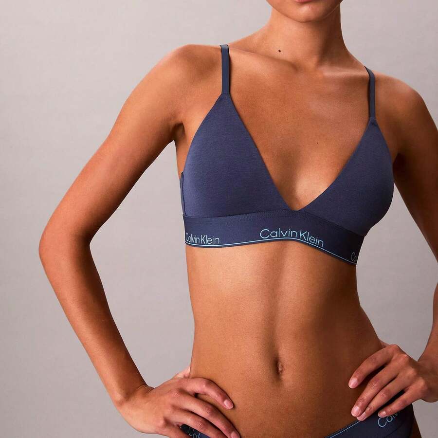 Calvin Klein Icon Cotton Modal Lightly Lined Triangle Bralette QF8498 - 深色牛仔褲 - 查看 1