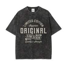 Camiseta Oversize Unisex Lavada para Mujer y Hombre, Estilo Vintage Casual, Cuello Redondo, Manga Corta - Negro - Ver 1
