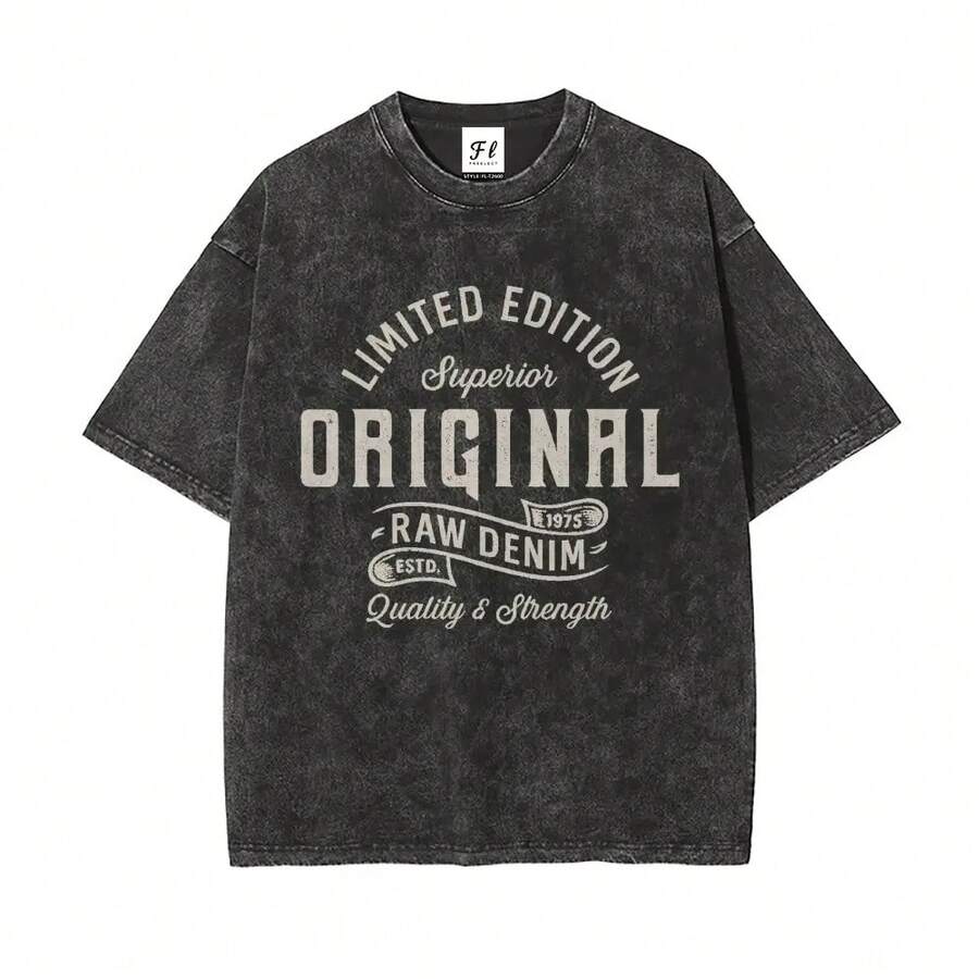 Camiseta Oversize Unisex Lavada para Mujer y Hombre, Estilo Vintage Casual, Cuello Redondo, Manga Corta - Negro - Ver 1