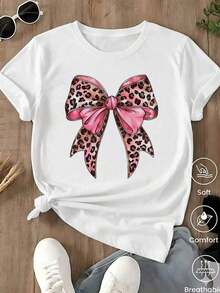 Unisex Casual One-Piece T-Shirt! The Women's Version Features A Classic Black Base With A Leopard And Lion Print, Offering A Retro-Chic And Versatile Style. Effortlessly Create A Casual Urban Look, Suitable For Everyday Wear, Vacations, And Leisure Activities. - 白色的. - 查看 1