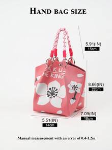 This Color-Block Casual Women's Handbag Features A Black And White Braided Rope Handle Design, Perfect For Professional Women, Teachers And Students - Pink - View 3