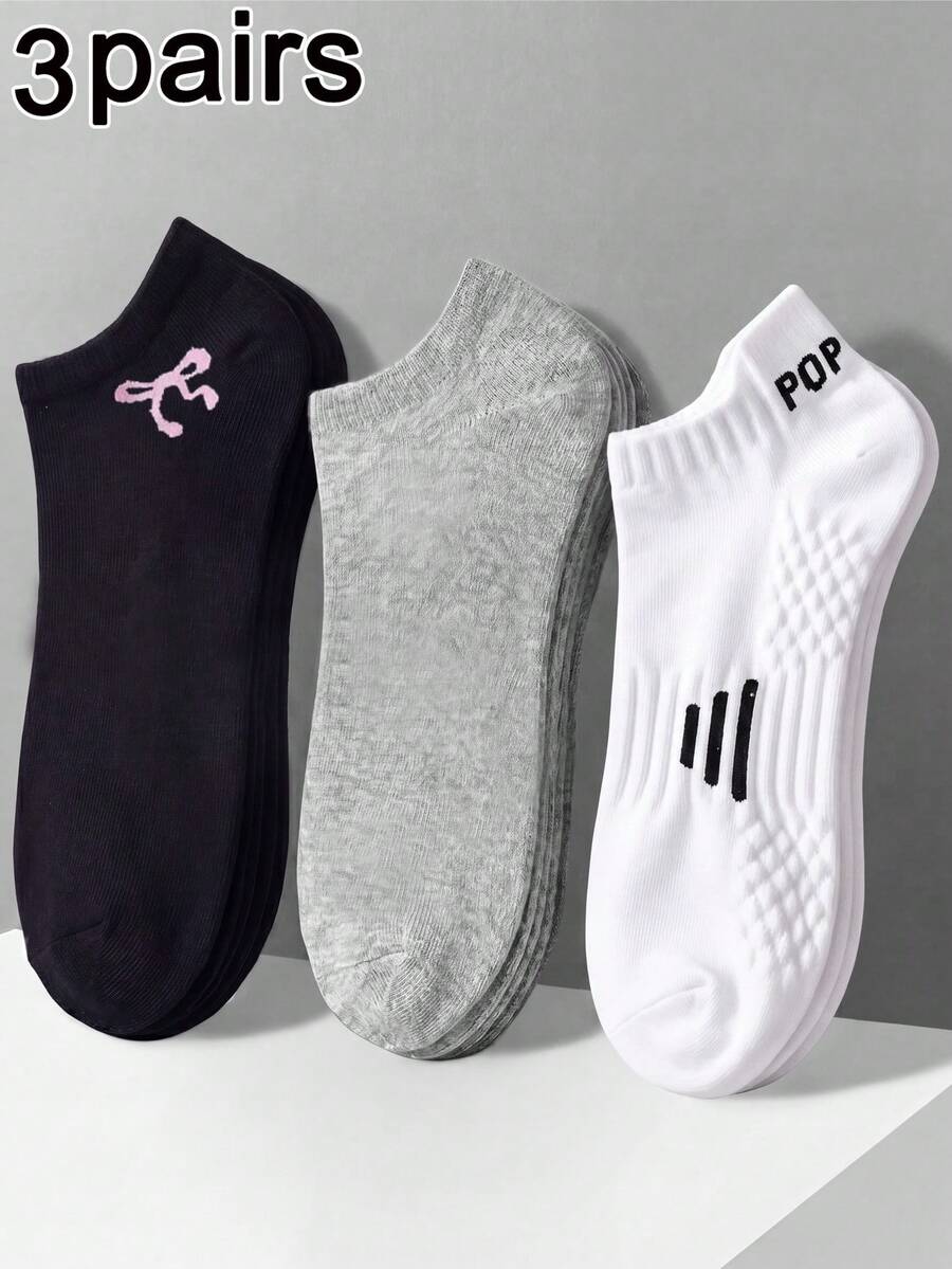 3 Pairs Unisex Minimalist Black White Gray Invisible Boat Socks, All-Match Daily Formal Casual Shallow Socks, Versatile For Commuting, Sports, Suitable For Spring & Summer