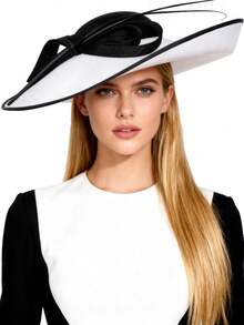 HIMESPORT Royal Women's Sinamay Wedding Hat, Women's Wide Brim Cocktail Party Church Tea Party Dress Soft Felt Hat With Bow - Solid Color - View 7