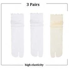 1/3 Pairs Summer Thin Women's Toe Separator Socks, Lace Trim Toe Socks, Suitable For Pig Nose Shoes, No Heel Design - Multicolor - View 24